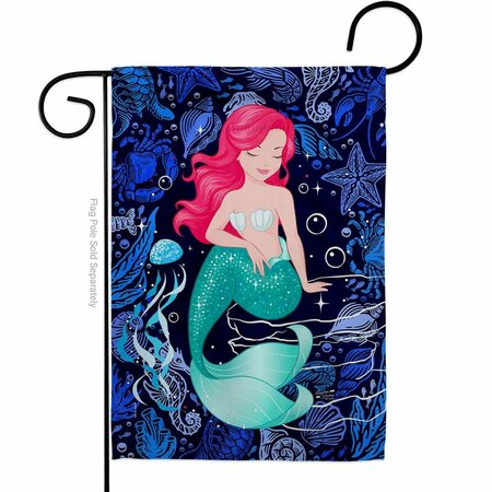 PATIO TRASERO Beautiful Mermaid Animals Sea Creature 13 x 18.5 in. Double-Sided  Vertical Garden Flags for PA3920137